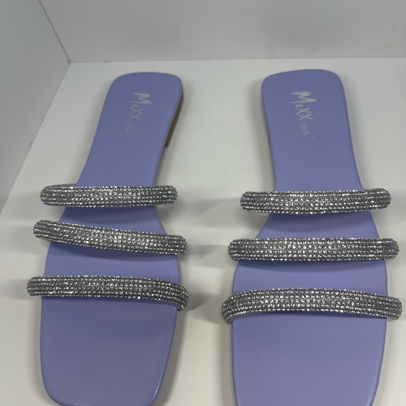 Strappy Rhinestone Lavender Purple Square Toe Women’s Sandals Size 9 New - Picture 5 of 13